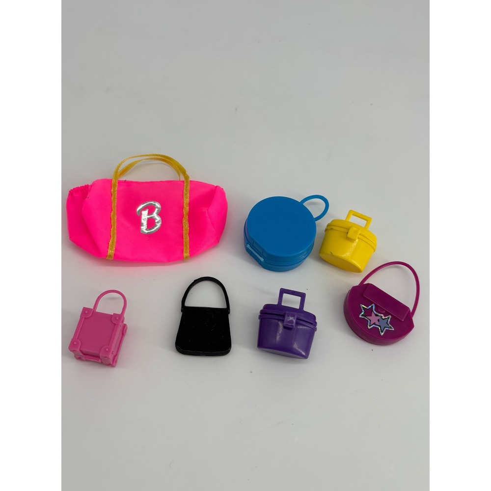 VTG Barbie Doll Accessories Lot Pink Duffel Bag Suitcase Purses Luggage Mixed